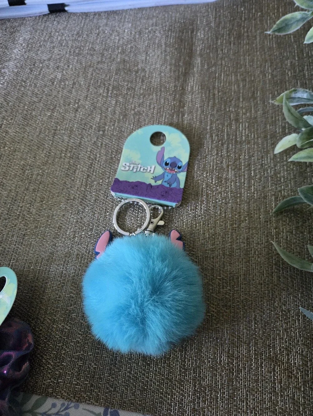 Stitch Kids Blue Pom Keychain, Hair Accessory And Necklace Set.